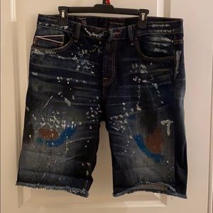 Men’s Painted On Denim Shorts